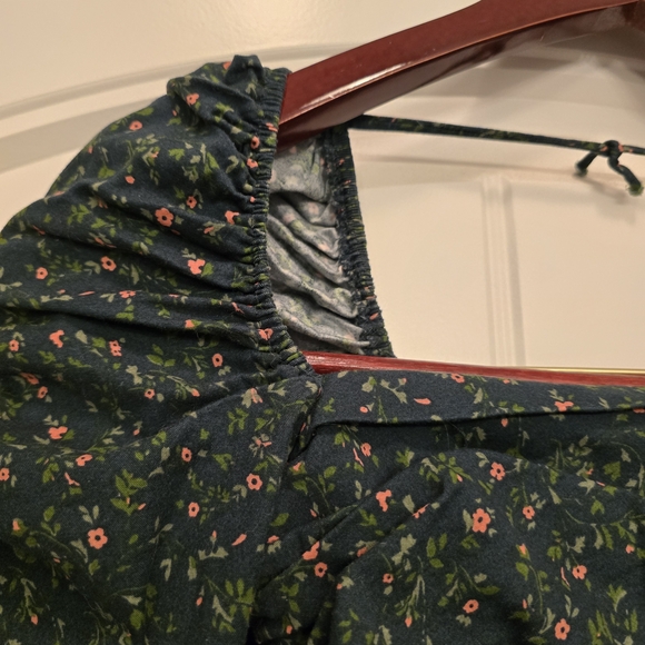 Reformation "Joi" Size 0 Green Floral Ruched Puff Sleeve Top Organic Cotton - Picture 8 of 16